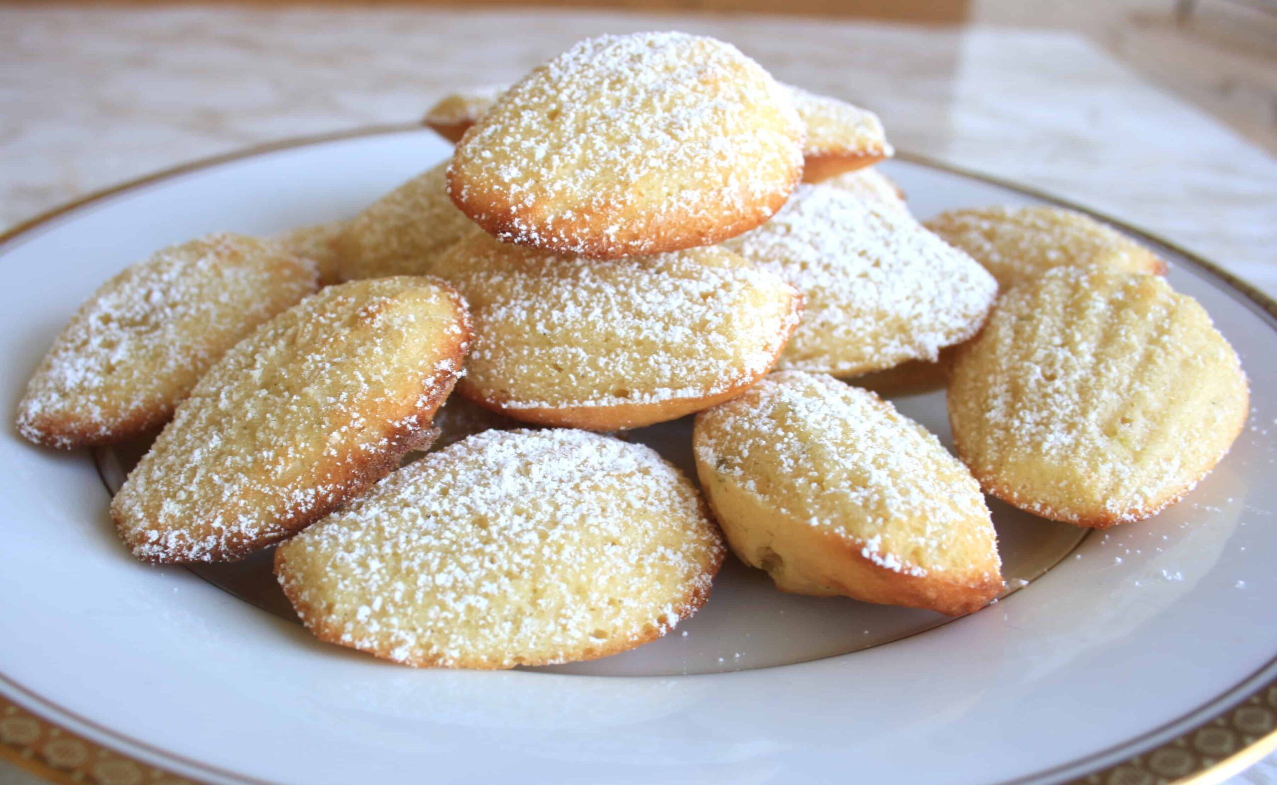 Classic French madeleines on a plate